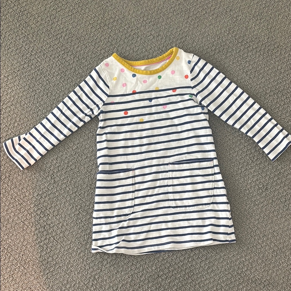 Mini Boden Striped Kids Dress with Polka Dots